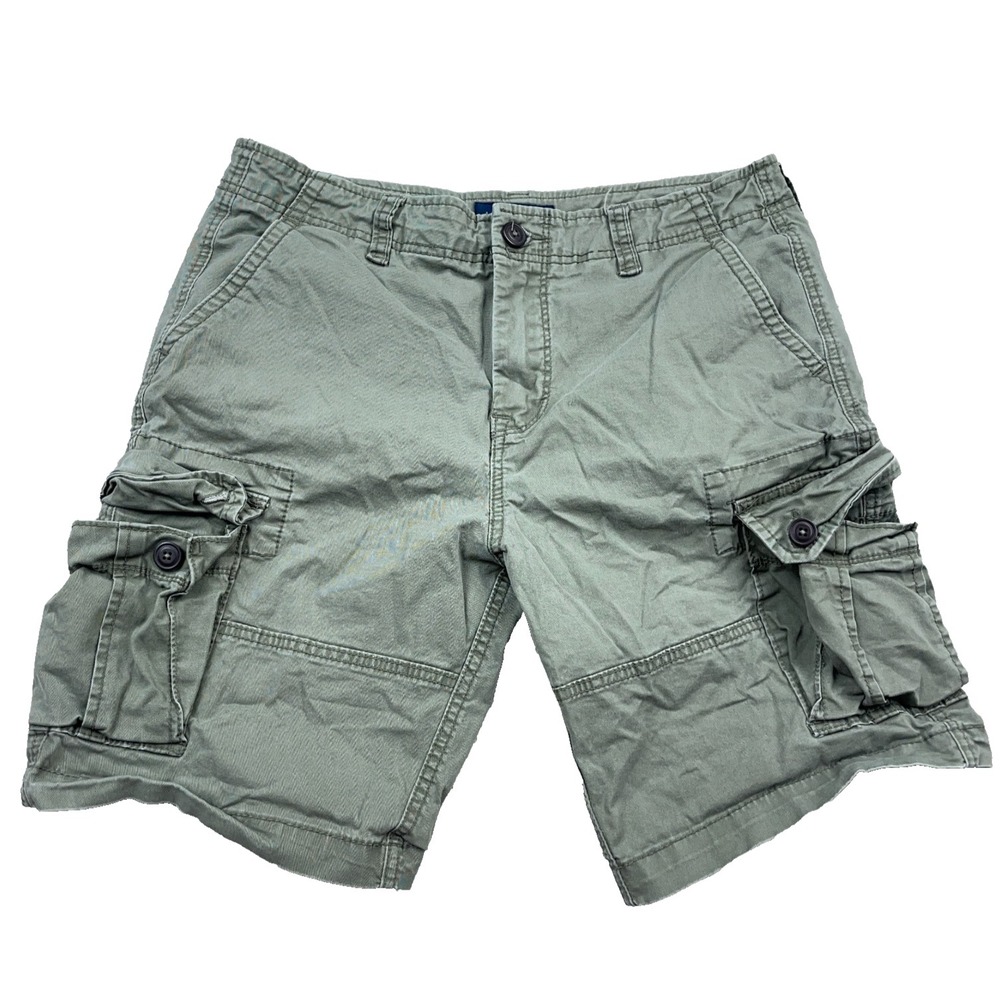Aeropostale Cargo Shorts Men 33 Olive Green Twill Military Preppy Adult